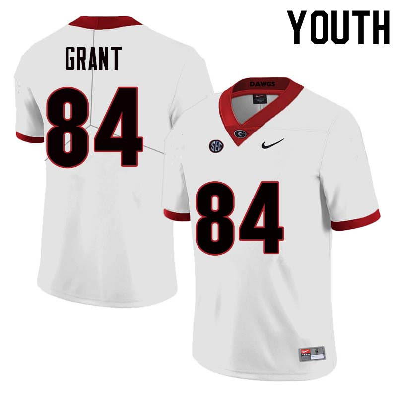 Georgia Bulldogs Youth Walter Grant #84 White Stitched College UGA Football Jersey 23DI011CD